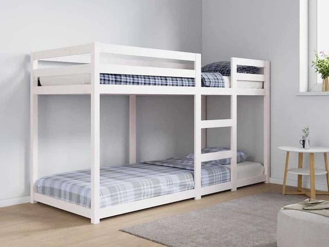Stapelbed 75x190 cm - wit - massief grenen (x2) - afbeelding 1 van  9
