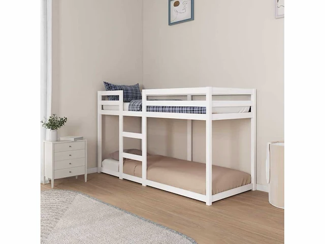 Stapelbed 75x190 cm - wit - massief grenen (x2) - afbeelding 4 van  9