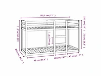 Stapelbed 75x190 cm - wit - massief grenen (x2) - afbeelding 9 van  9