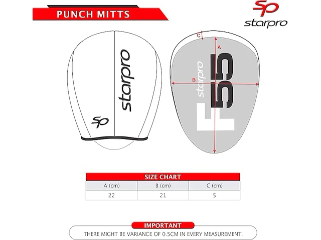 Starpro f55 bokspads gebogen focus mitts - afbeelding 3 van  4
