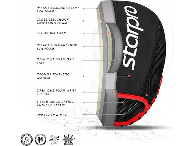 Starpro f55 bokspads gebogen focus mitts - afbeelding 4 van  4