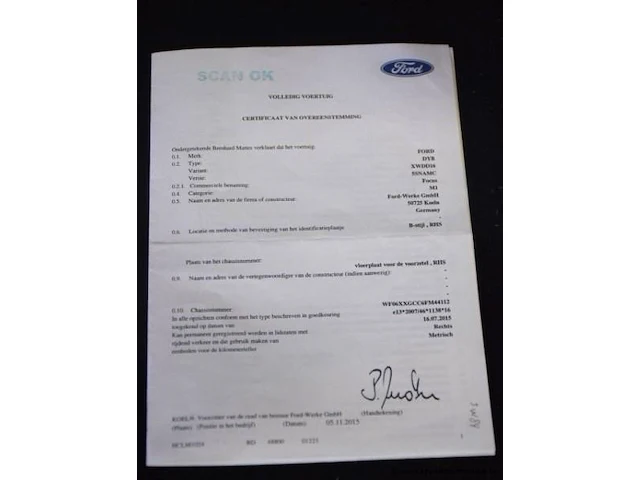 Stationwagen ford focus, diesel, 1499cm,88kw, 1e inschr 11/12/15, wf06xxgcc6fm44112, 64970km, co²-uitstoot 109g/km, euro6b, kenteken i+ii, gelijkvormigheidsattest, keuring tot 11/12/23, 2sleutels - afbeelding 9 van  17