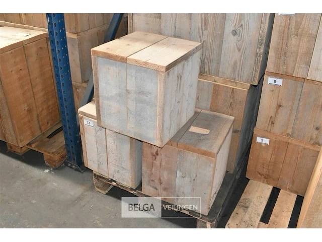 Steigerhout stoeltjes afneembaar deksel 3x - afbeelding 2 van  2