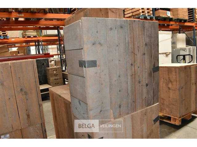 Steigerhout tafel afneembaar deksel 0,80 x 0,80 x 0,35 - afbeelding 1 van  2