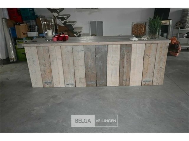 Steigerhouten barmeubel met decoratie - afbeelding 2 van  5