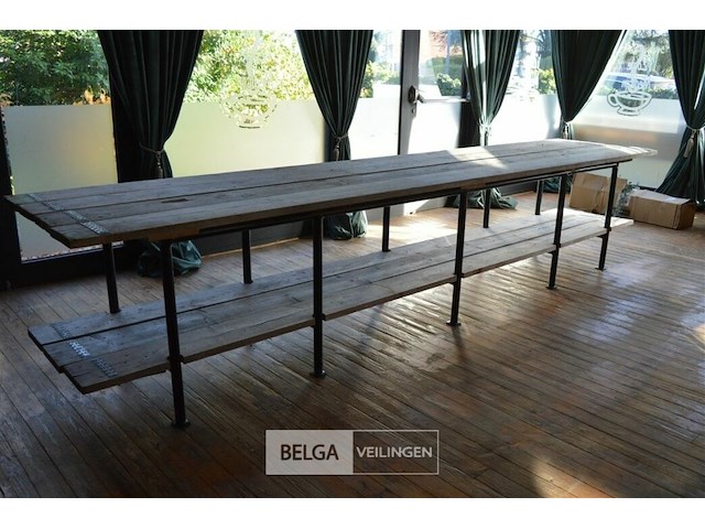 Steigerhouten rek met ijzeren frame 4m op b79 op h79 cm - afbeelding 1 van  6