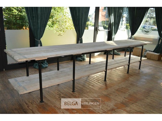 Steigerhouten rek met ijzeren frame 4m op b79 op h79 cm - afbeelding 2 van  6