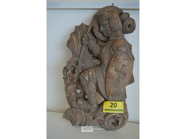 Stenen afbeelding knielende ridder h=45cm - afbeelding 2 van  5