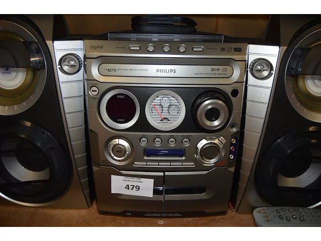 Stereo philips m75 met 2 speakers en afstandsbediening - afbeelding 3 van  4