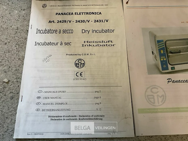 Steriliseeroven cbm panacea 2430/v - afbeelding 4 van  10
