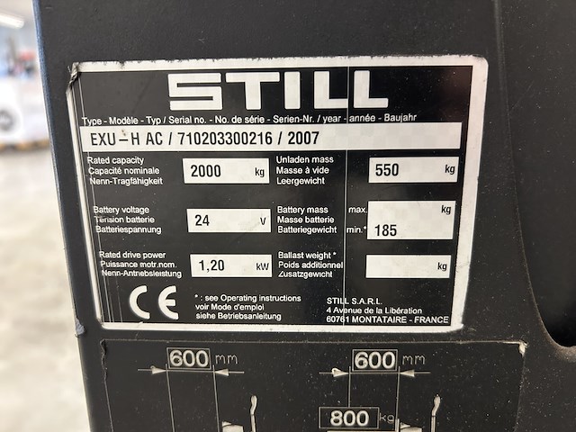 Still exu-h16 palletwagen - bj 2007 - afbeelding 5 van  6