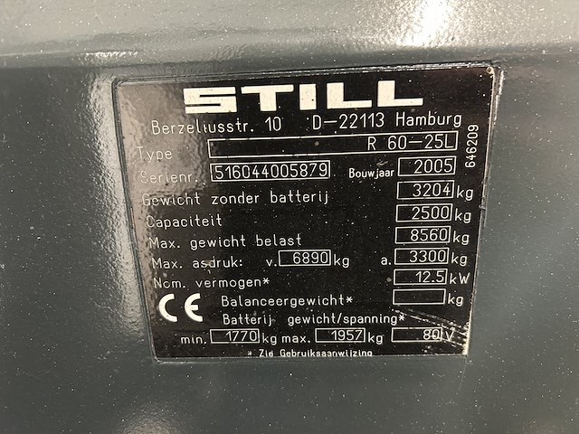 Still r60-25l elektrische heftruck - afbeelding 7 van  11
