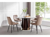 Stoel - fluweel en zwart metaal - taupe (x4) - afbeelding 1 van  7