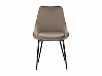 Stoel - fluweel en zwart metaal - taupe (x4) - afbeelding 3 van  7