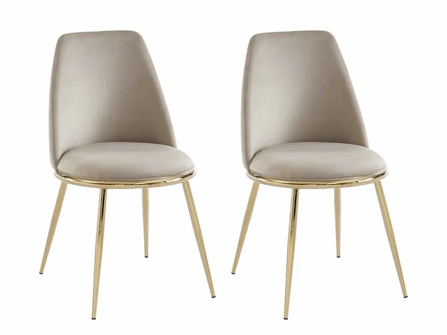 Stoel in fluweel en goudkleurig metaal - beige - pascal morabito (x4) - afbeelding 2 van  8