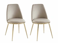 Stoel in fluweel en goudkleurig metaal - beige - pascal morabito (x4) - afbeelding 2 van  8