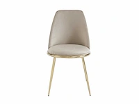 Stoel in fluweel en goudkleurig metaal - beige - pascal morabito (x4) - afbeelding 3 van  8