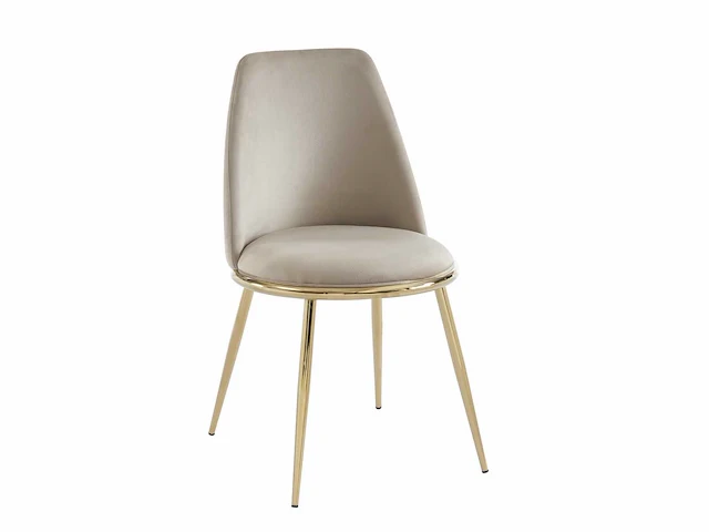 Stoel in fluweel en goudkleurig metaal - beige - pascal morabito (x4) - afbeelding 4 van  8