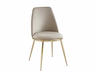 Stoel in fluweel en goudkleurig metaal - beige - pascal morabito (x4) - afbeelding 4 van  8