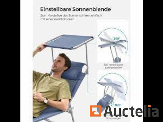 Stoel lang vouwen met zonwering - afbeelding 1 van  3