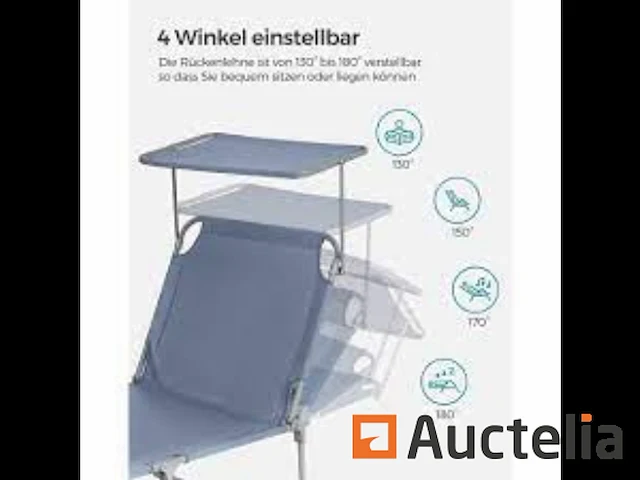 Stoel lang vouwen met zonwering - afbeelding 3 van  3