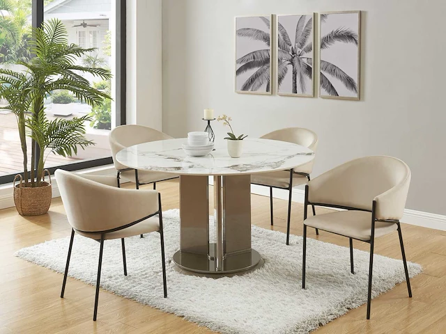 Stoel met armleuningen - fluweel en zwart metaal - beige - pascal morabito (x4) - afbeelding 1 van  8