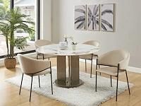 Stoel met armleuningen - fluweel en zwart metaal - beige - pascal morabito (x4) - afbeelding 1 van  8