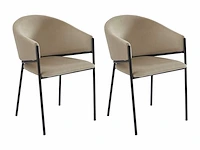 Stoel met armleuningen - fluweel en zwart metaal - beige - pascal morabito (x4) - afbeelding 2 van  8