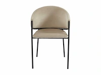 Stoel met armleuningen - fluweel en zwart metaal - beige - pascal morabito (x4) - afbeelding 3 van  8