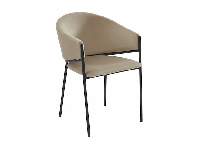 Stoel met armleuningen - fluweel en zwart metaal - beige - pascal morabito (x4) - afbeelding 4 van  8