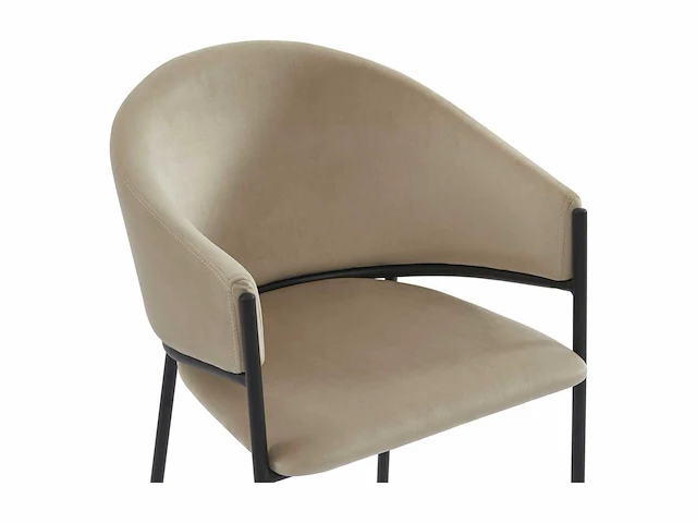 Stoel met armleuningen - fluweel en zwart metaal - beige - pascal morabito (x4) - afbeelding 5 van  8