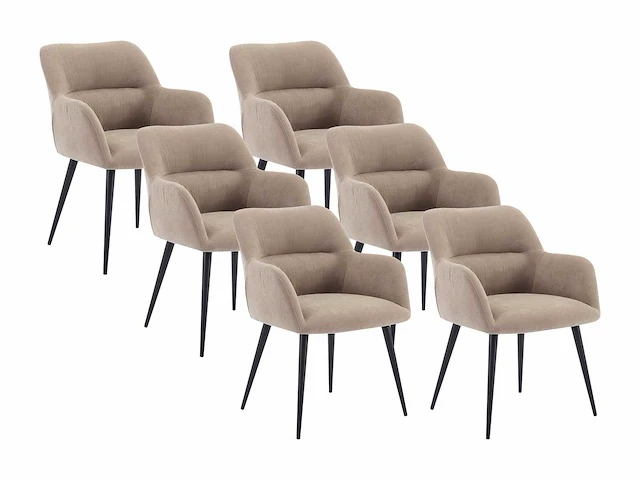 Stoel met armleuningen in stof en zwart metaal - beige (x6) - afbeelding 2 van  8