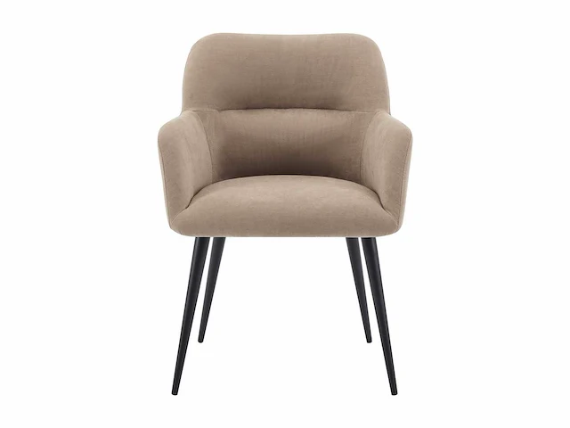Stoel met armleuningen in stof en zwart metaal - beige (x6) - afbeelding 3 van  8