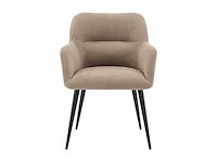 Stoel met armleuningen in stof en zwart metaal - beige (x6) - afbeelding 3 van  8
