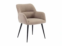 Stoel met armleuningen in stof en zwart metaal - beige (x6) - afbeelding 4 van  8