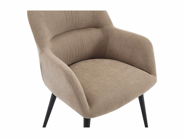 Stoel met armleuningen in stof en zwart metaal - beige (x6) - afbeelding 5 van  8