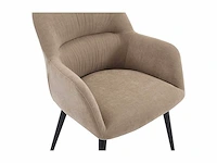 Stoel met armleuningen in stof en zwart metaal - beige (x6) - afbeelding 5 van  8