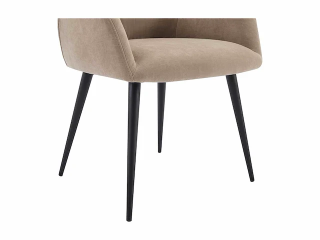 Stoel met armleuningen in stof en zwart metaal - beige (x6) - afbeelding 6 van  8