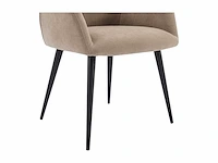 Stoel met armleuningen in stof en zwart metaal - beige (x6) - afbeelding 6 van  8