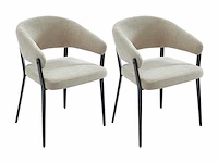 Stoel met armleuningen in stof en zwart metaal - beige - afbeelding 2 van  8