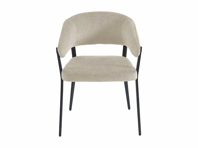 Stoel met armleuningen in stof en zwart metaal - beige - afbeelding 3 van  8