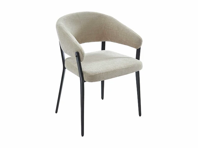 Stoel met armleuningen in stof en zwart metaal - beige - afbeelding 4 van  8