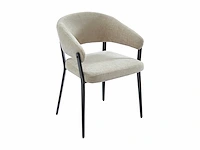 Stoel met armleuningen in stof en zwart metaal - beige - afbeelding 4 van  8