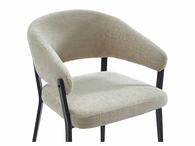Stoel met armleuningen in stof en zwart metaal - beige - afbeelding 5 van  8
