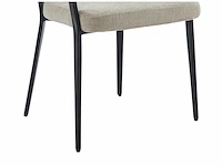 Stoel met armleuningen in stof en zwart metaal - beige - afbeelding 6 van  8
