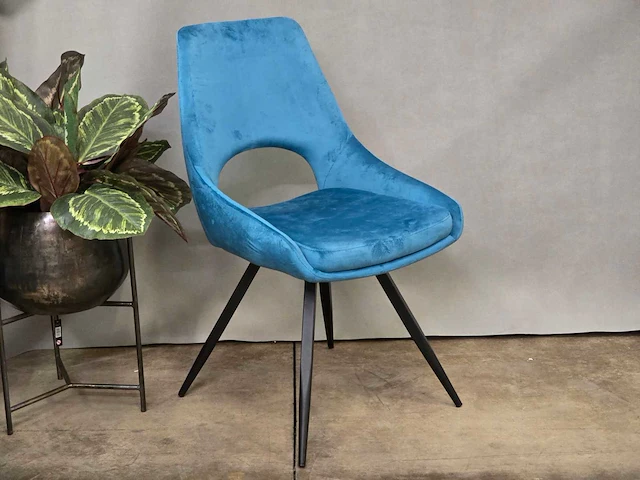 Stoel pitt swivel180 blue velvet (4x) - afbeelding 1 van  8