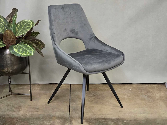 Stoel pitt swivel180 grey velvet (4x) - afbeelding 1 van  8