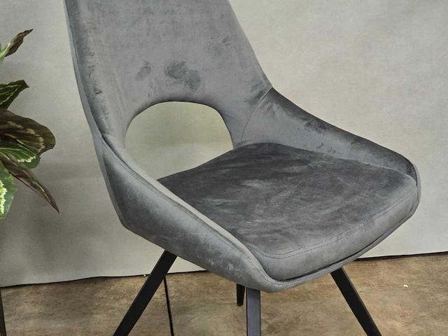 Stoel pitt swivel180 grey velvet (4x) - afbeelding 3 van  8