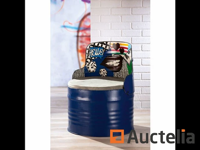 Stoel "street art" metaal blauw - afbeelding 1 van  2