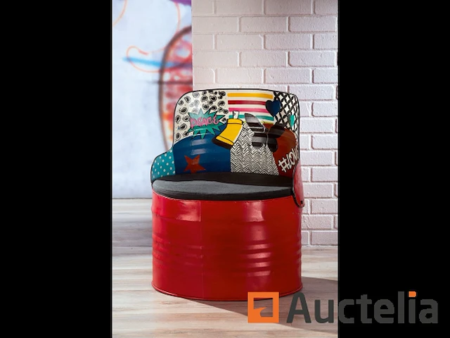 Stoel "street art" metaal rood - afbeelding 2 van  2